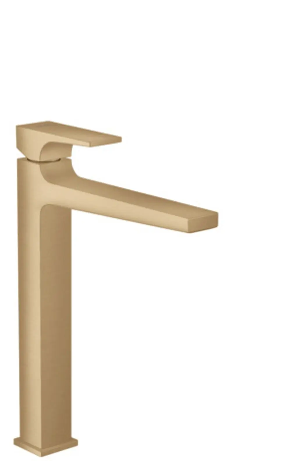 Waschtischmischer in gebürsteter Bronze mit einem Hebelgriff, hergestellt von Hansgrohe. Das Design ist für Aufsatzwaschtische geeignet.
